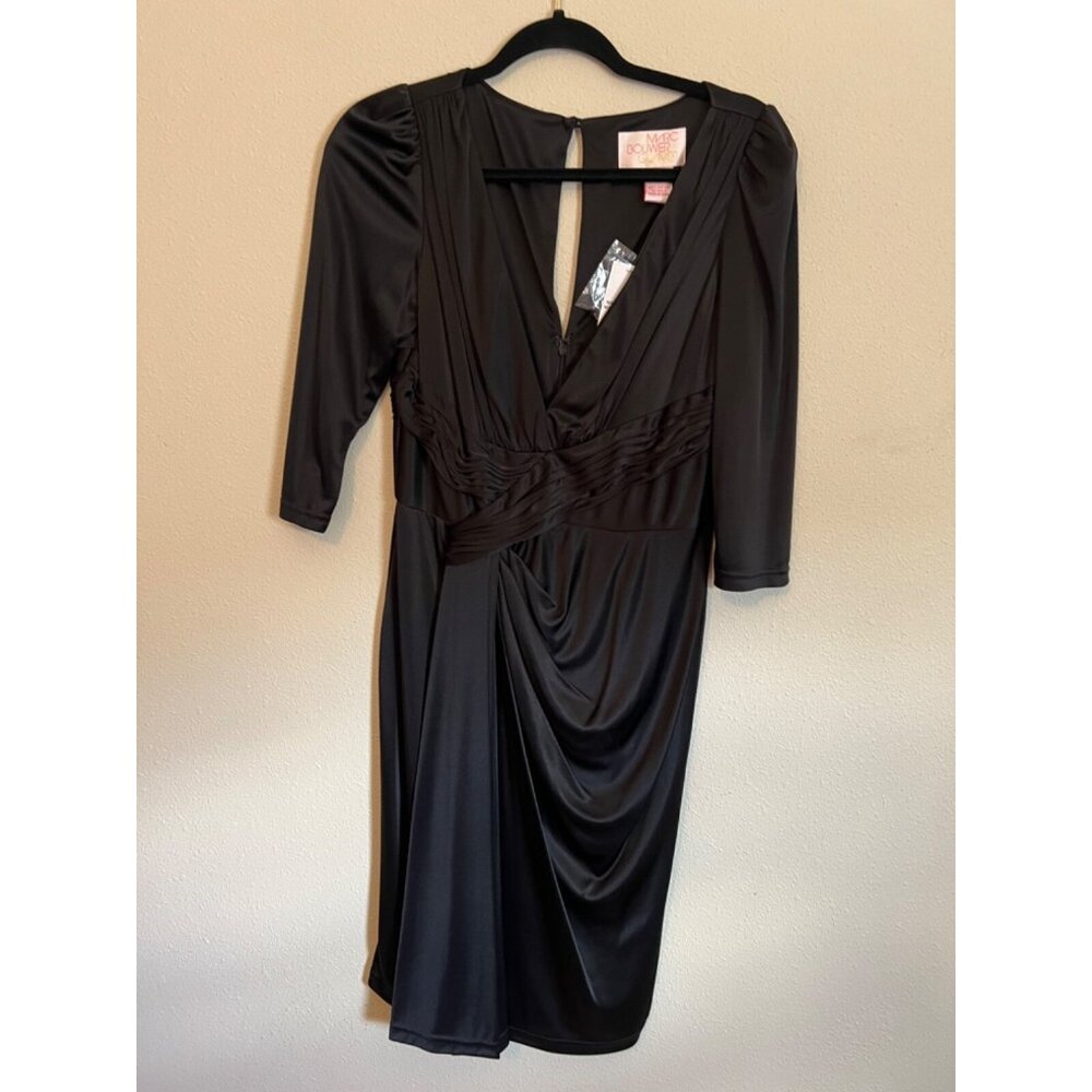 Marc Bouwer party Dress 6 V Neck Black Keyhole Back Sexy Silky Sheath $495 NWT - Picture 12 of 14